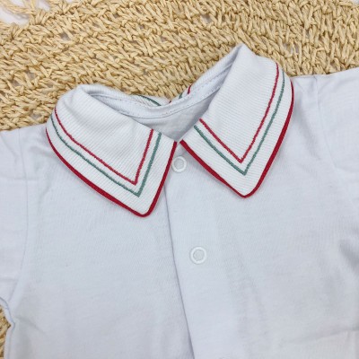 body gola bordada- 2 linhas Vermelho e Verde MANGA CURTA Natal